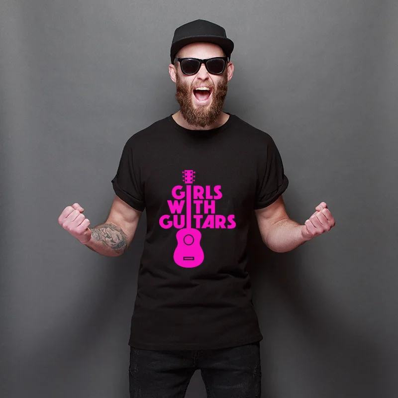 

New Arrival Girls With Guitars Pure Cotton Cartoon Tops Teenagers Graphic T-Shirt Party Unisex T-Shirts Gifts