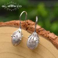 glseevo natural fresh water baroque gray pearl earrings for women wedding original design handmade luxury fine jewelry ge0335b