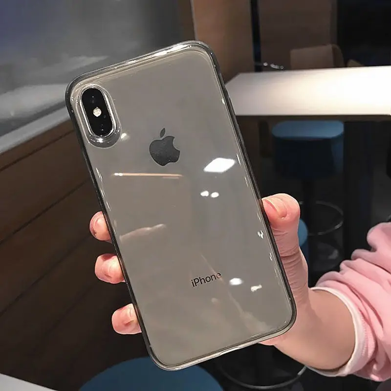 Противоударный чехол из силикона и резины для iPhone 11 Pro Max X XR XS 7 8 Plus 7Plus прозрачный