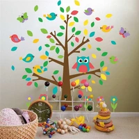 funny owlets birds tree wall stickers for kids rooms nursery home decor cartoon animal mural art pvc wall decals diy posters