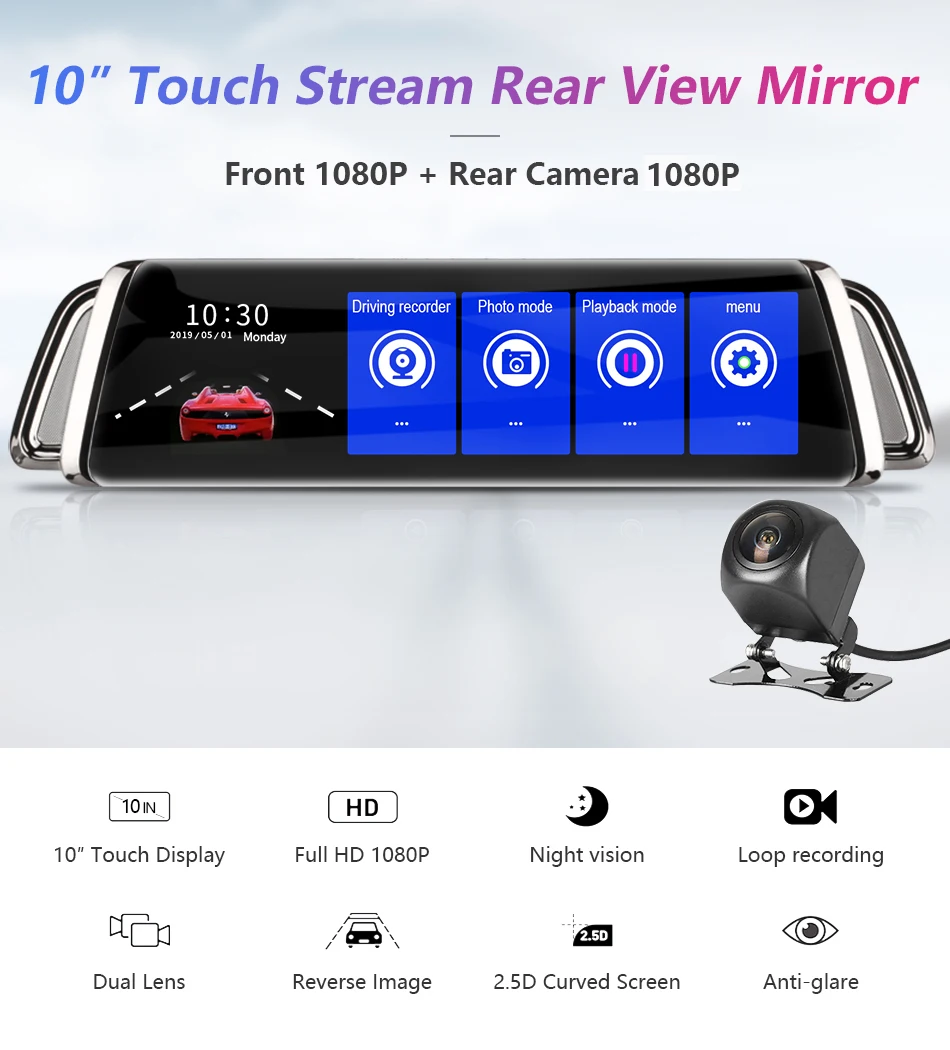 Jansite 1" сенсорный экран автомобильный видеорегистратор FHD передний 1080 P с задней камерой 1080 p двойной объектив видео рекордер автомобильная камера s Dash cam Anti-shack