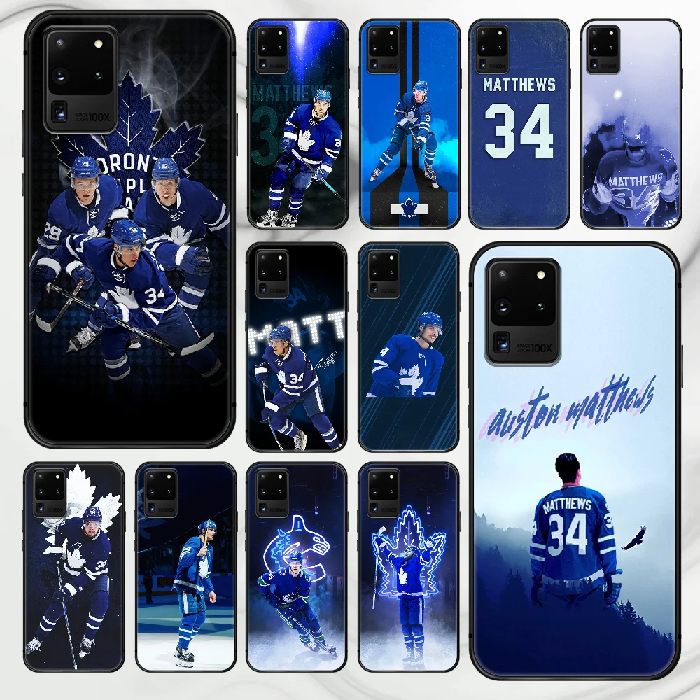 

matthews Ice Hockey 34 Phone Case Cover Hull For Samsung Galaxy S 7 8 9 10 e 20 FE edge uitra plus Note 9 10 20 black Funda