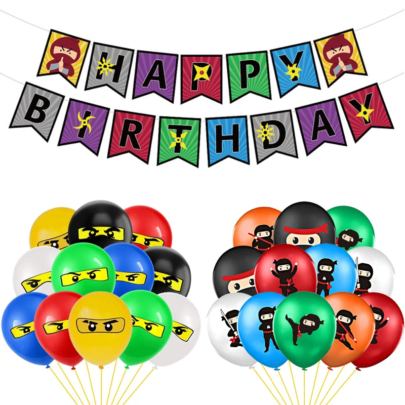 1 Набор ниндзя воздушные шары тема фотоальбом баннер на день рождения вечеринка