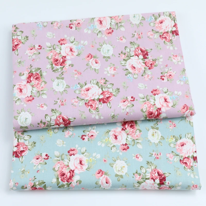 Цветочная 100% хлопковая саржевая ткань Лоскутная Ткань швейная подушка простыня