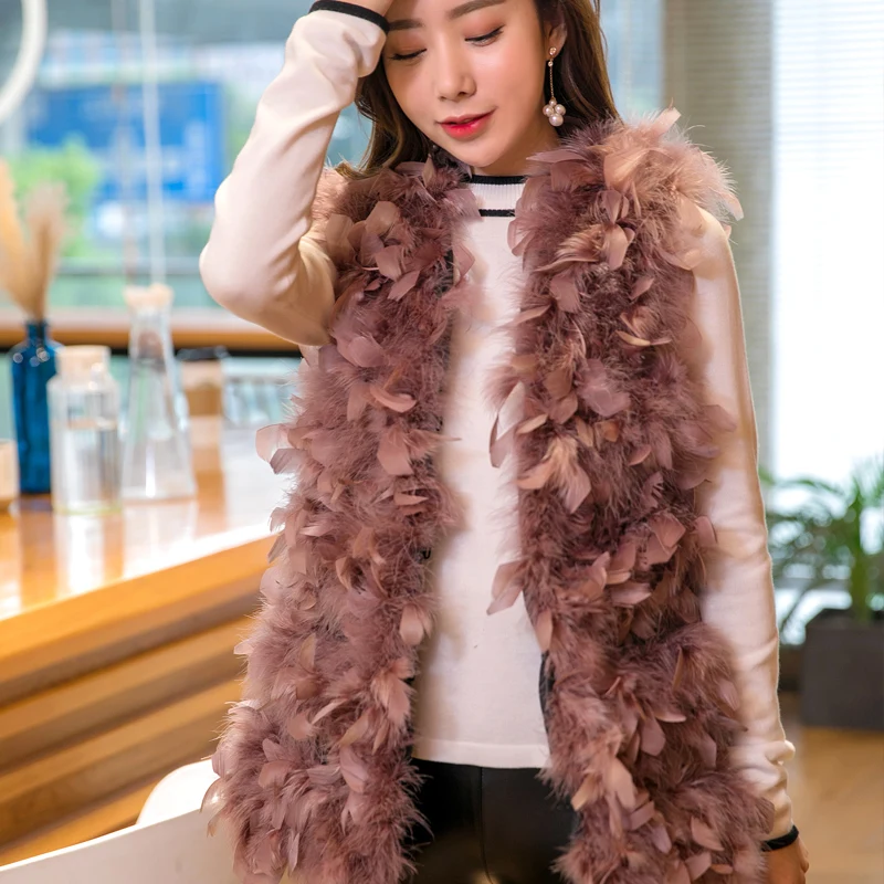 

2020 autumn winter women Korean real sotrich feather fur vests slim sleeveless genuine fur jackets waistcoat A140
