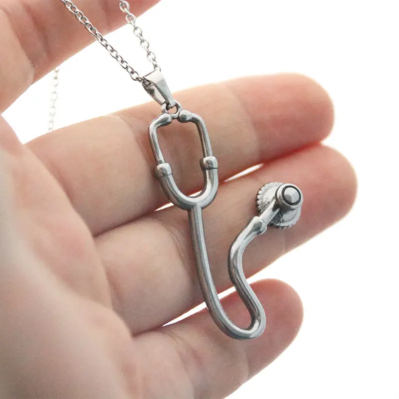 1 шт. DIY 3D Забавный стетоскоп из нержавеющей стали на заказ ожерелье готическое