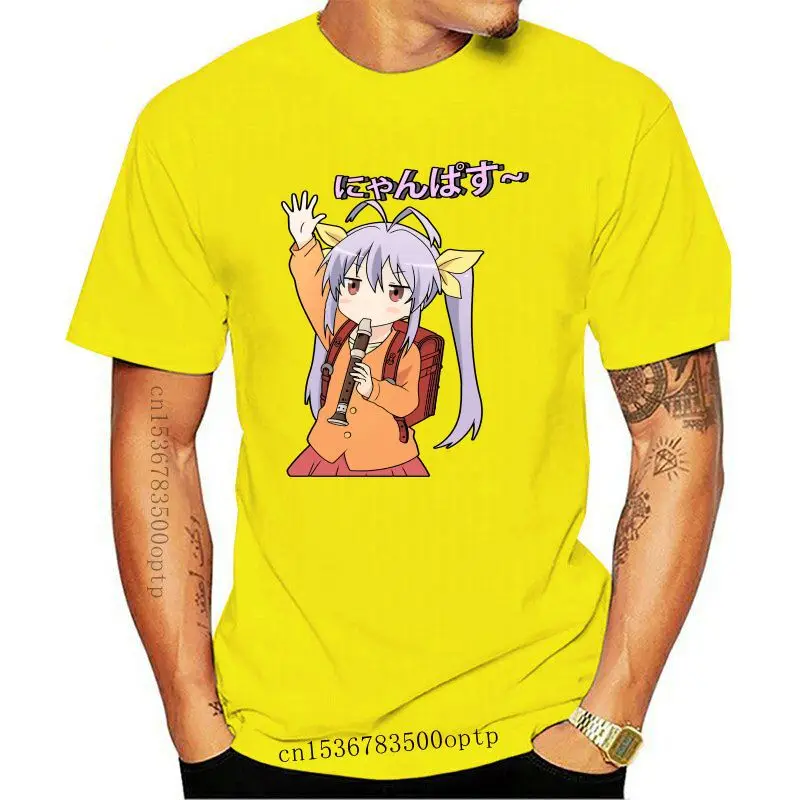 

Футболка Nyanpasu, белая футболка с принтом Non Biyori, летние большие футболки