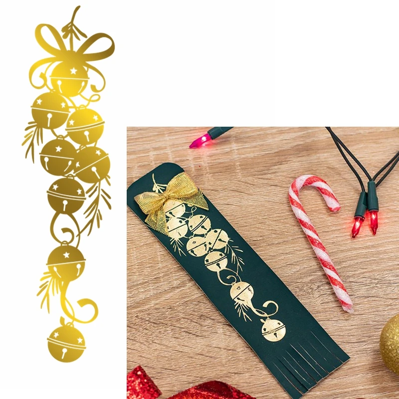 

A Shining String Of Bells Hot Foil Plate Shining Decorative Bell for DIY Scrapbooking Embossing Crafts Cards Decoration New 2019