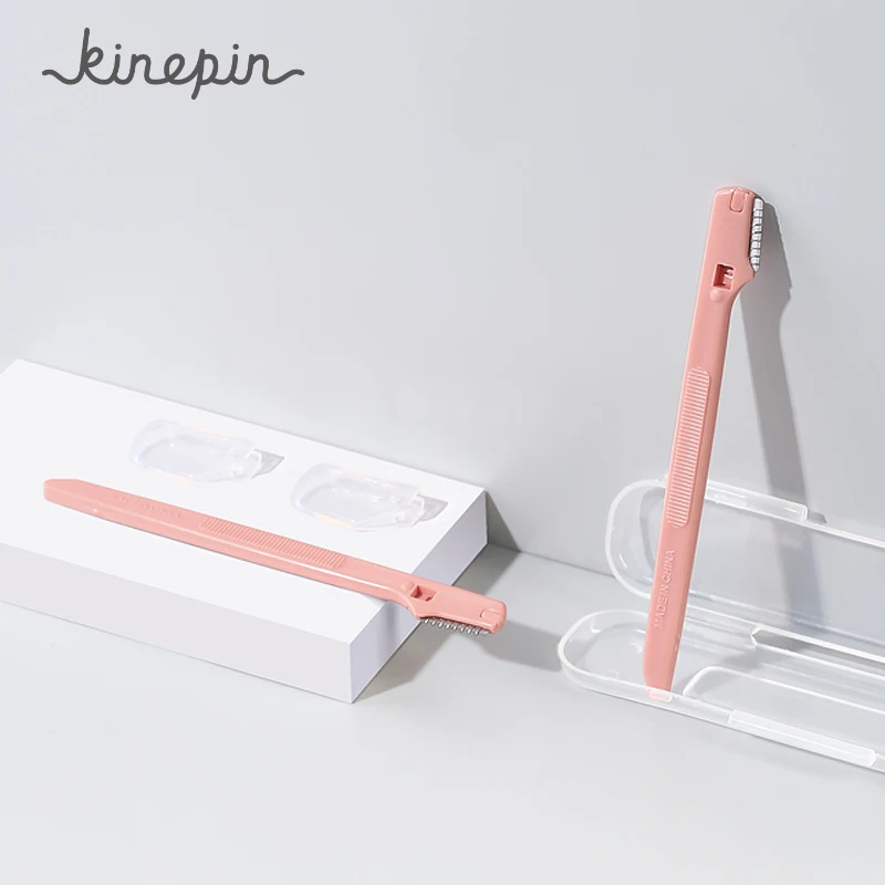 

Мини-триммер для бровей KINEPIN, 2 шт., крошечный нож для бровей, портативный Безопасный инструмент для бритья лица, бритва для бровей с коробкой ...