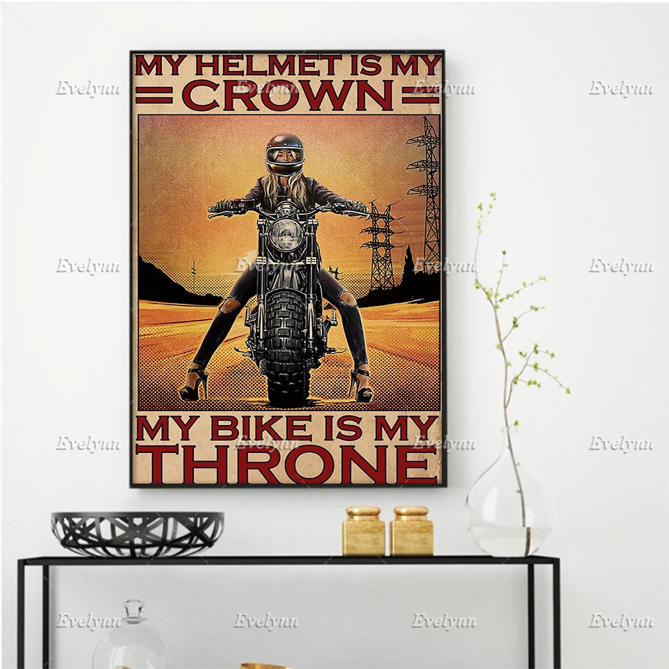 Постер для мотоциклетной езды Байкерской девушки мой шлем моя Корона велосипед