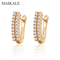maikale trendy gold silver color u shape earrings aaa cubic zirconia fine jewelry zircon stud earrings for women fashion gifts