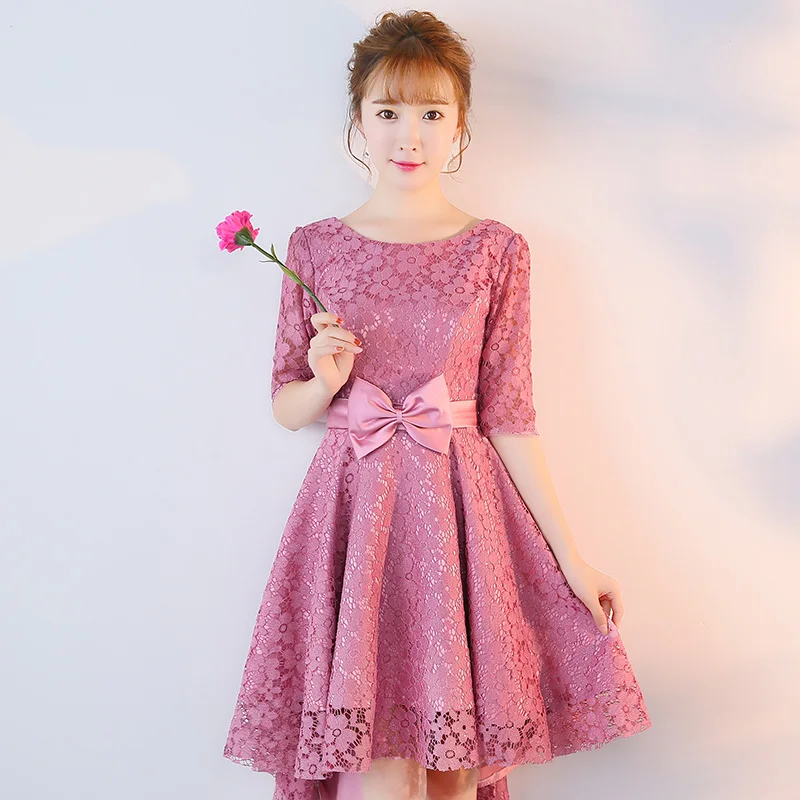 Розовые вечерние Бордовые Платья для подружки невесты с высоким/низким кружевом