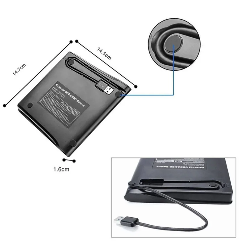 Тонкий USB 3 0 внешний CD Привод горелка DVD VCD писатель ридер плеер оптические диски