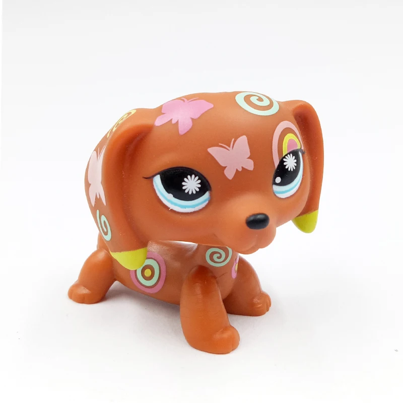 Милая кошка LPS маленькие животные игрушки #1010 коричневая такса Бабочка тату