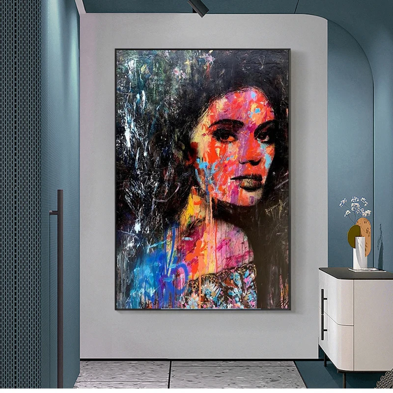 Абстрактная женщина граффити на холсте настенные картины художественные