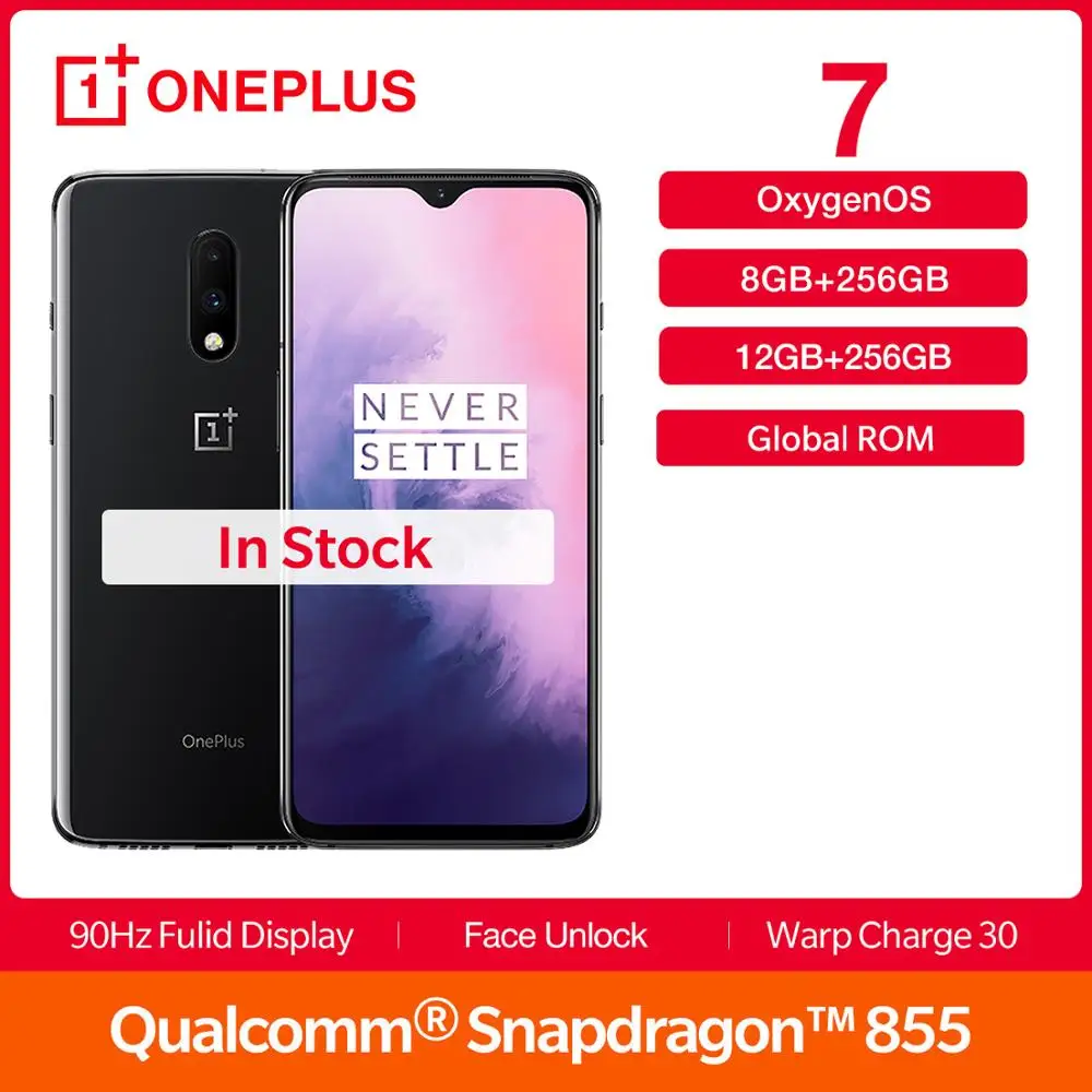 Смартфон OnePlus 7 12 Гб ОЗУ 256 ПЗУ AMOLED экран 6 41 дюйма двойная камера 48 МП Snapdragon 855