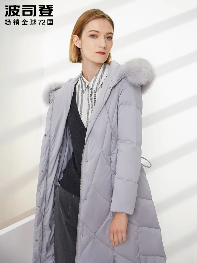 BOSIDENG новый стиль воротник из гусиного пуха лисы модная Регулируемая талия