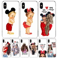 mouse baby mon girl love silicon call phone case for apple iphone 11 13 pro max 12 mini 7 plus 6 x xr xs 8 6s se 5s cover cas