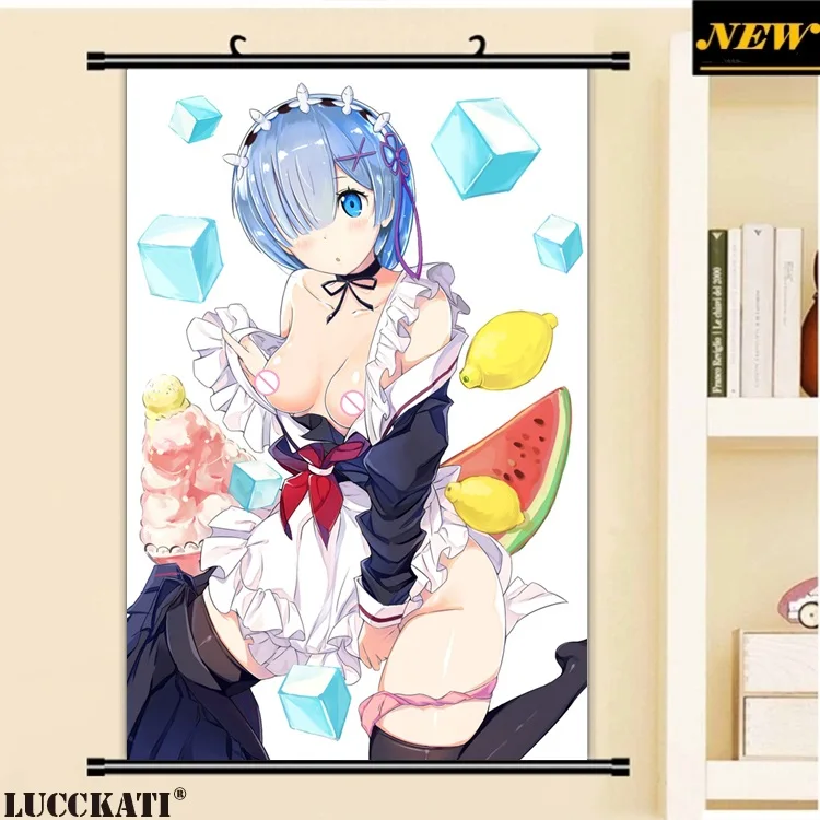 40X60 см Re Zero Re: Zero Kara Hajimeru Isekai Seikatsu Rezero Rem Сексуальная лоли, нарисованная аниме прокрутка, холст, постер - Цвет: O