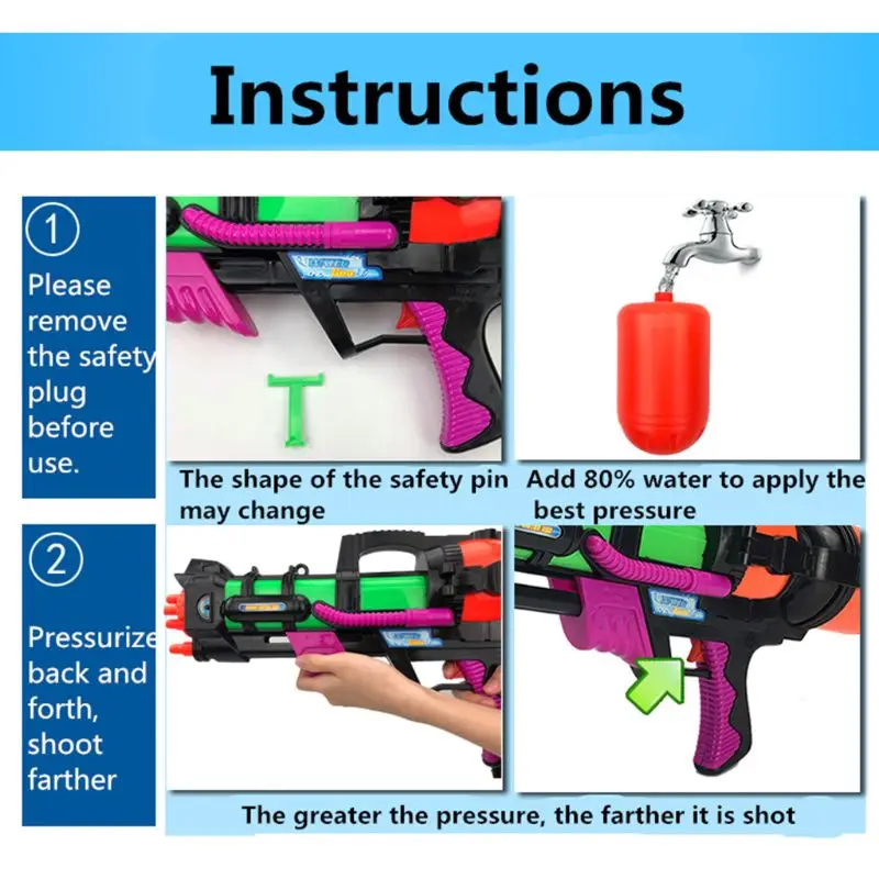 

24" Jumbo Blaster Water With Straps Kids Beach Squirt Toy Boys Favor P15C