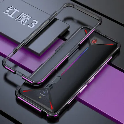 Металлический корпус для zte Nubia RedMagic 3 NX629J, металлический каркас для телефона, edge, чехол для Red Magic 3, Твердый Чехол - Цвет: purple and black