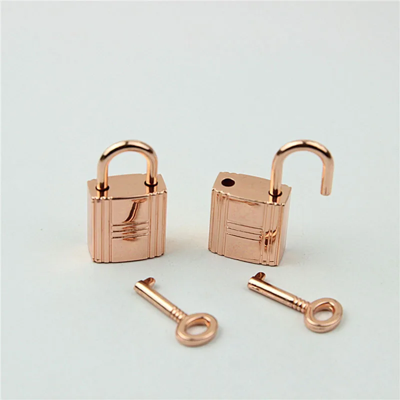 10Pcs Square Metal Clasp Turn Lock Twist Key Locks Rose Gold DIY Handbag Purse Closure Bag Parts Leather Hardware Accessories