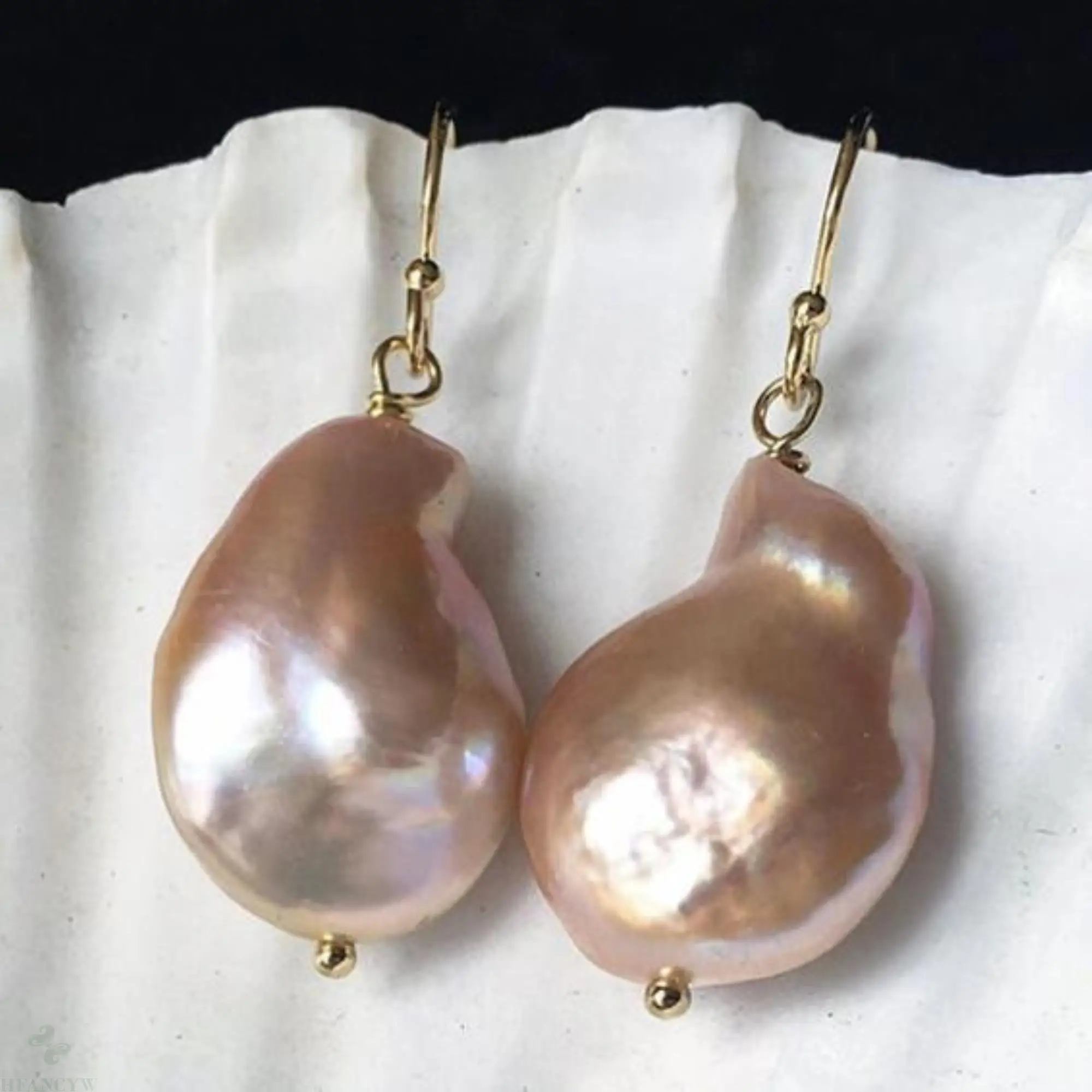 Розовые фиолетовые серьги с барочным жемчугом серебряные Висячие Крючки