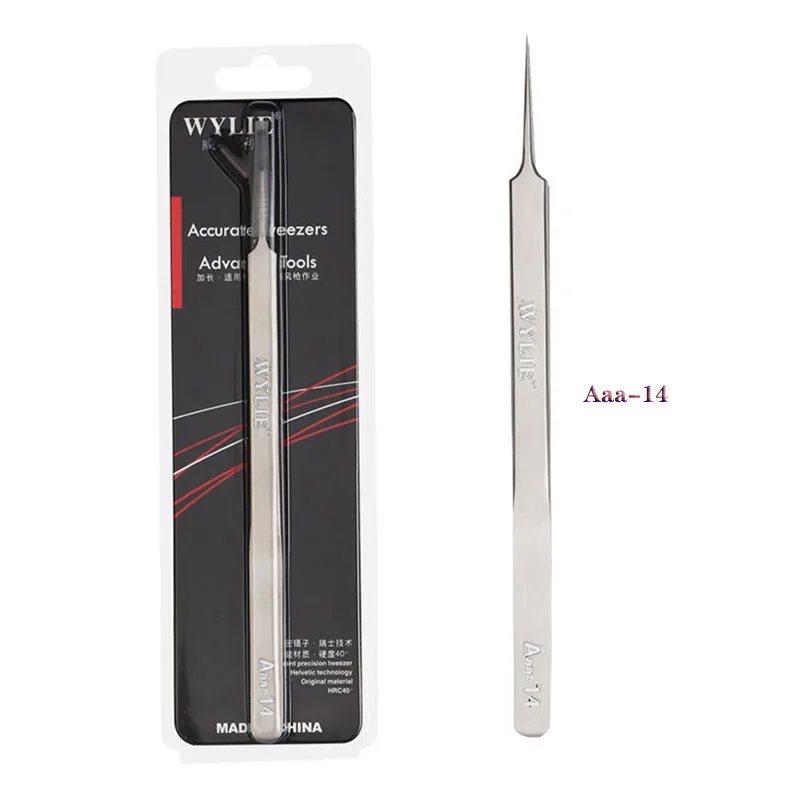 WYLIE Aaa-14 Aaa-12 Precision Repair Tweezers 16 cm long pointed stainless steel extra sharp hardened tweezers for mobile repair |