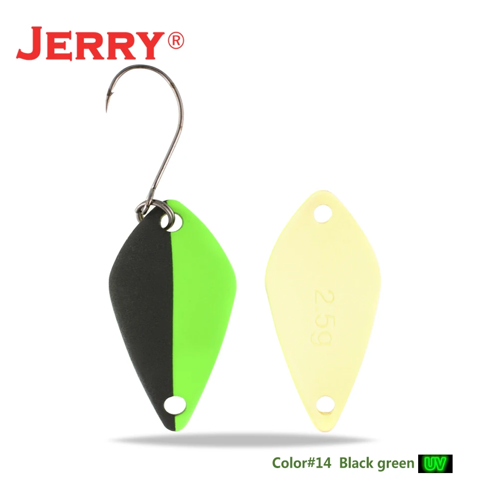 Jerry 2,5 г 3,5 г 5,5 г маленькие микро рыболовные ложки форель Колеблющаяся блесна для рыбалки Спиннер приманка двухсторонний цвет - Цвет: black green