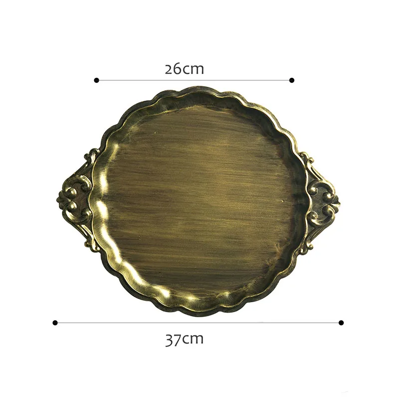 

European Metal Storage Trays Relief Decoration Cosmetic Container Retro Afternoon Tea Cake Organizer Home Decoration Ornaments