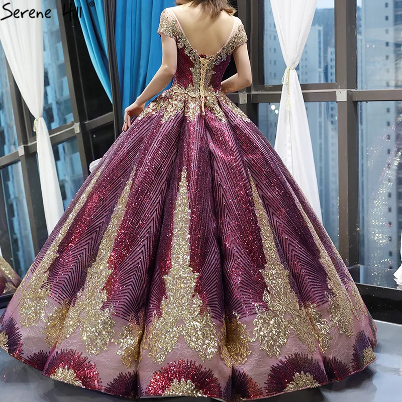 Фиолетовое красное блестящее роскошное свадебное платье без рукавов 2021 расшитое