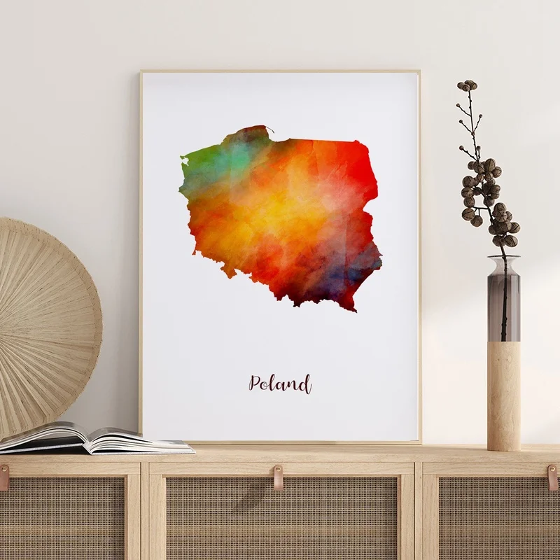 

Poland Map Poster Wall Art Decor Print Gift canvas watercolor poster