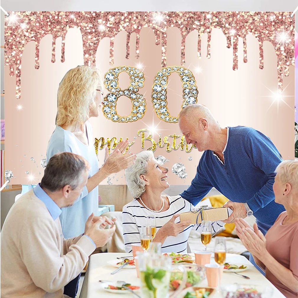 Декоративный фон для дня рождения 80-го Женский блестящие золотые точки розовый и