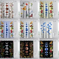 flowers scenery waterproof shower sun and moon flowers bathroom curtains polyester fabric washable decor bath curtains