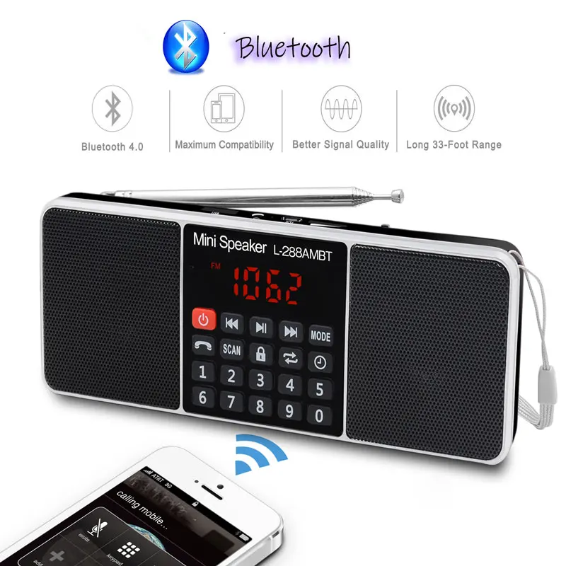 Светодиодный ная Беспроводная Bluetooth-колонка FM/AM радио стереоколонка TFCard USB-диск