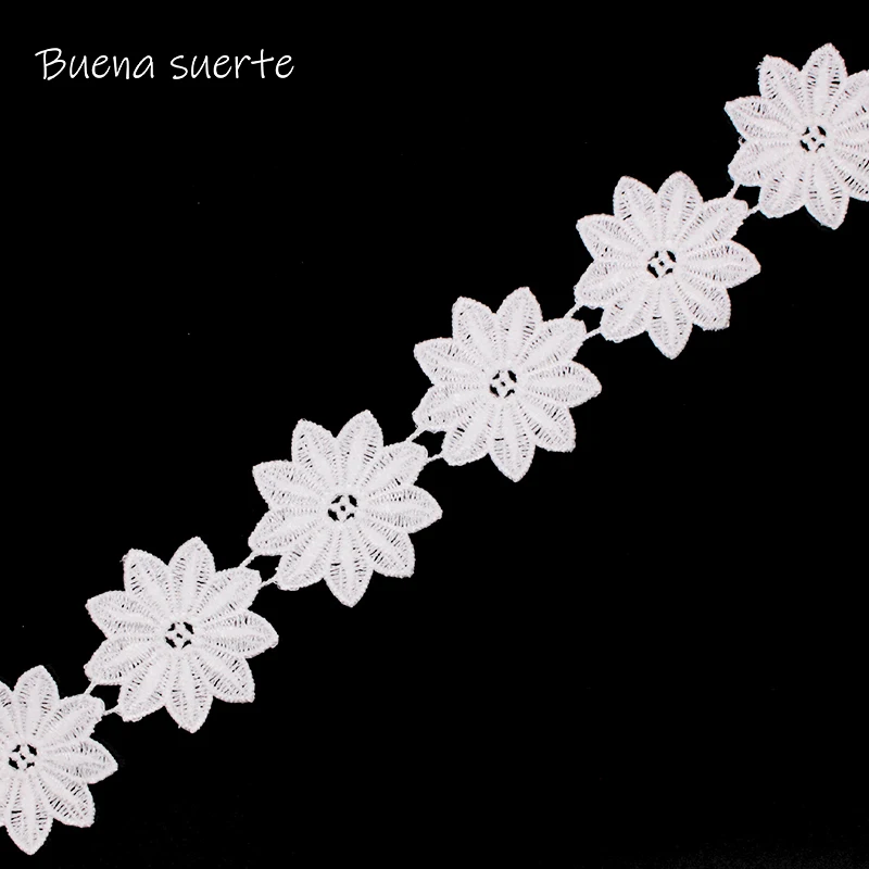 Buena Suerte 2018 Высококачественная полиэфирная Цветочная кружевная лента с вышивкой