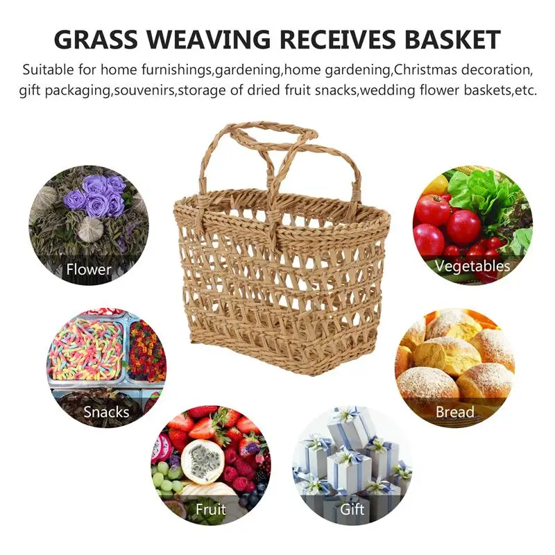 

1pc Hand-woven Rattan Flower Basket Multi-purpose Flower Basket (Light Brown)