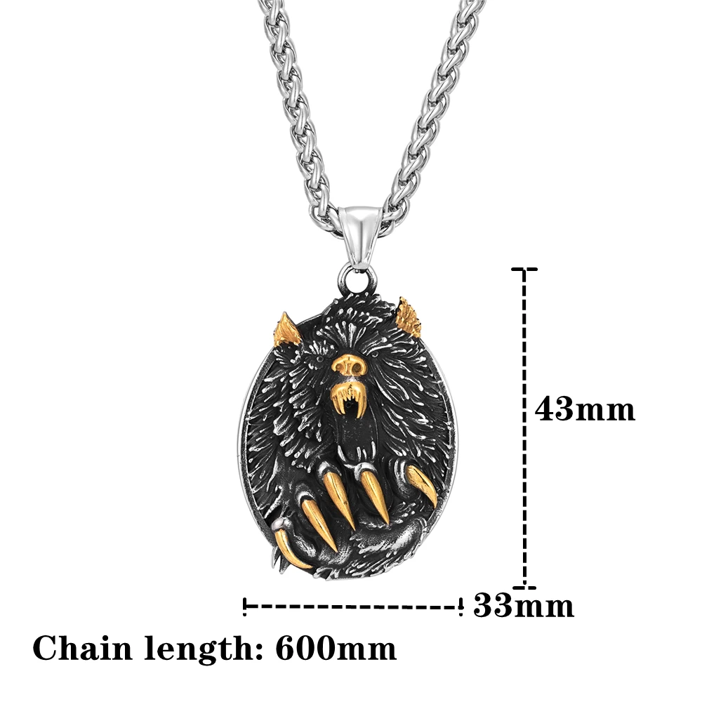 Мужское Ожерелье Волчья Голова из нержавеющей стали