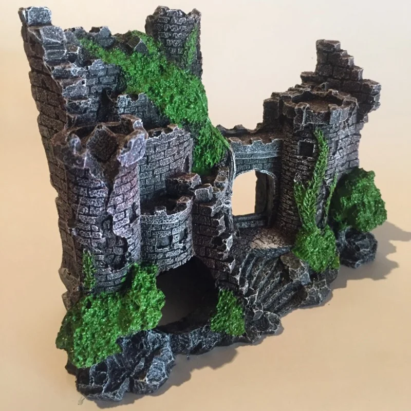 Полимерный Искусственный аквариум украшение для древнего замка скала пещера