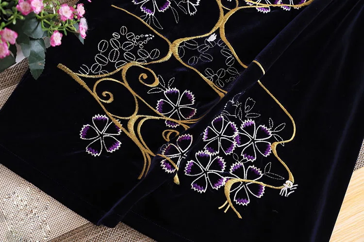 Embro mill Новая осень женщины бархат платье в этническом стиле ретро элегантная