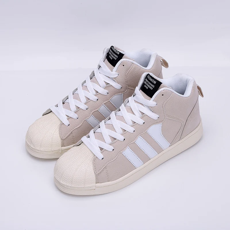 Мужская парусиновая обувь с высоким берцем модная белые туфли круглым носком