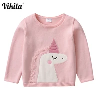vikita kids solid casual basic sweater kids unicorn soft crewneck knitted sweater girls autumn winter sweaters kids clothing