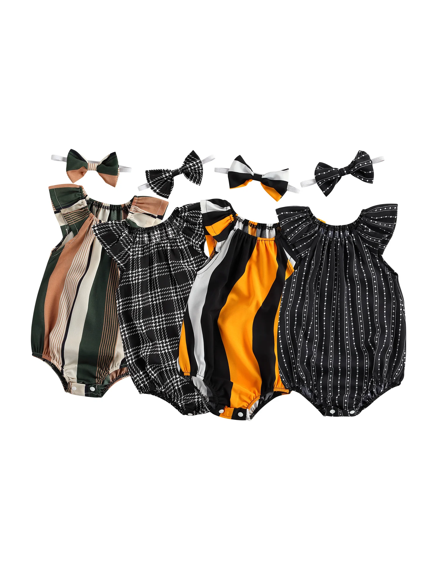 Дышащий наряд для маленьких девочек Детский комбинезон с геометрическим принтом