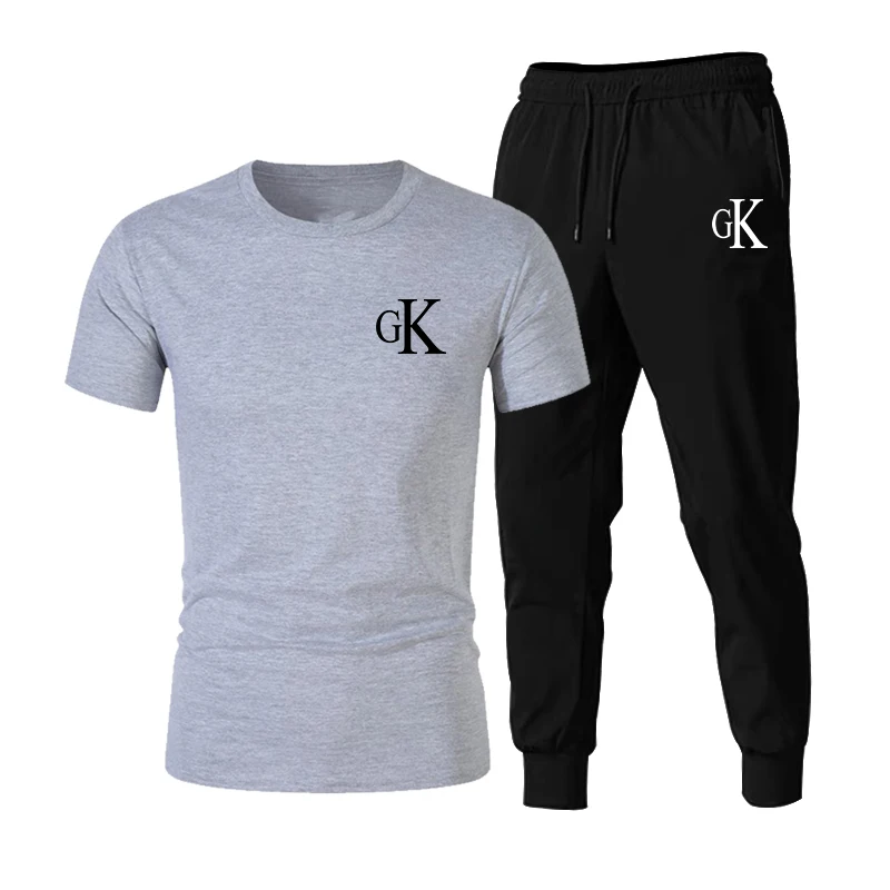 

2021 hot sale fashion CK men's summer sports and leisure suit T-shirt + pants track and field running shirt