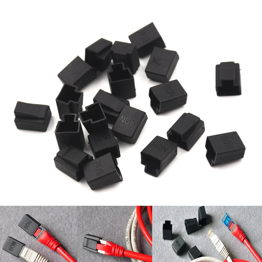 20 шт Черный RJ45 кристальная головка крышка сетевой штепсельной вилки защита от