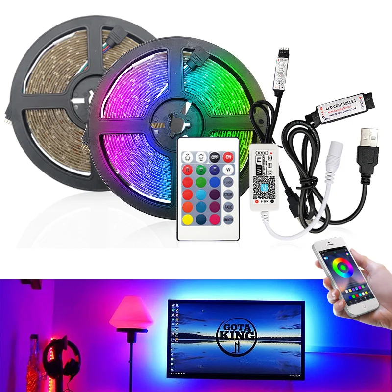 

5V Led Strip USB 2835 SMD 1M 2M 5M Flexible RGB Tape Led Ribbon WIFI Led Strip Light TV Backlight With Remote 24Key 3Key Control