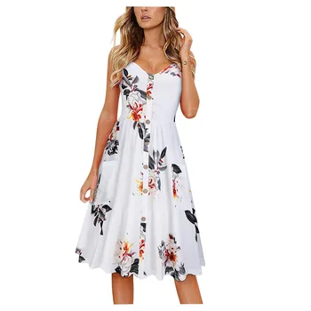 Summer Sexy Strapless Floral Print Dress Women 2021 Fashion Sleeveless Casual Knee-Length Sundress Vintage Backless Dresses 1
