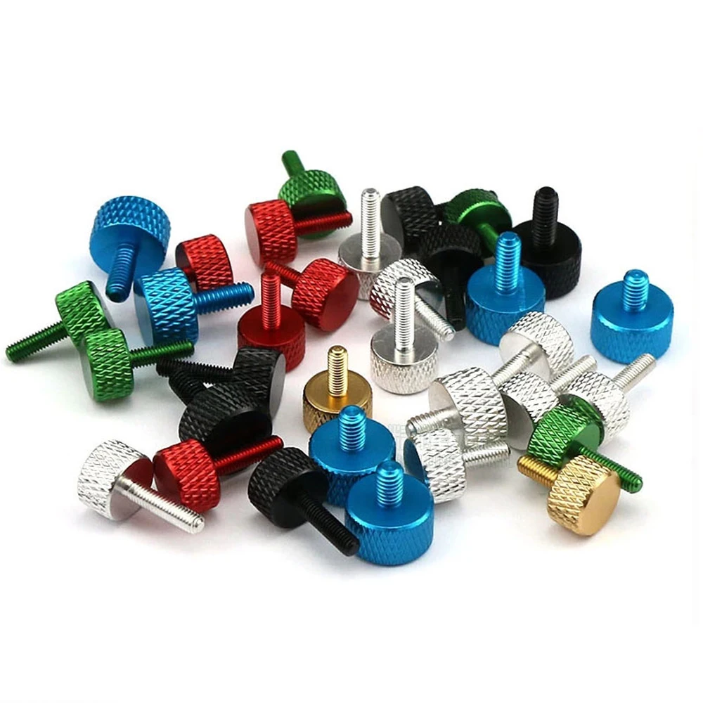 5pcs/10pcs M3 *6/8/10/12mm Length Aluminum Knurled Hand Tighten Thumb Screw Anodized For PC Computer Case Adjustment Screws |