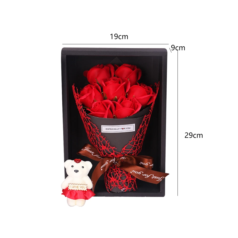 

Artificial Rose Gift Box Soap Flowers Bouquets Red Blue Flower Roses Home Party Decorations Romantic Valentine's Day Gifts