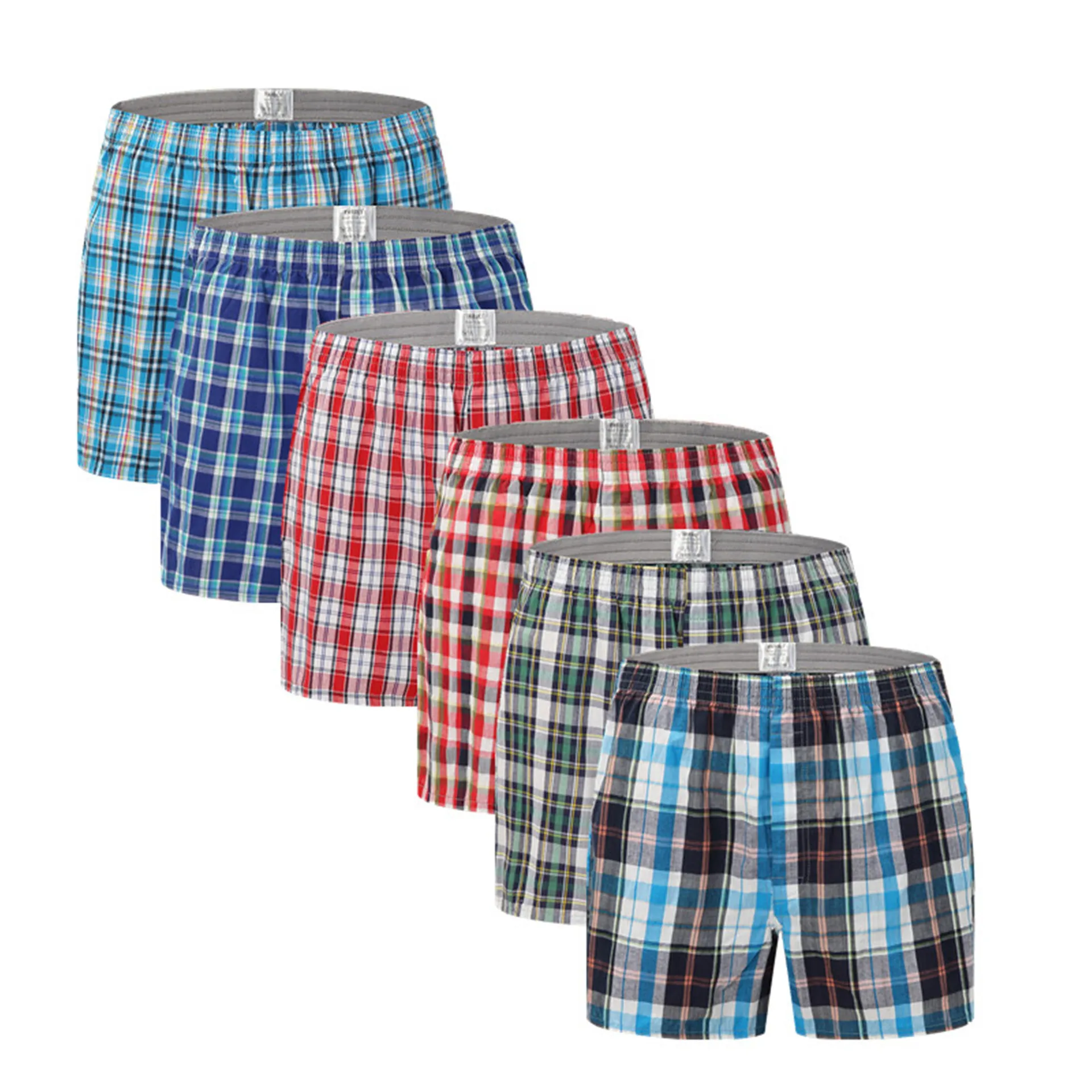3Pcs/Lot 100% Cotton Men's Panties Boxers Plaid Comfortable Male Shorts Underpant Plus Size 5XL 6XL underwear bermuda masculina